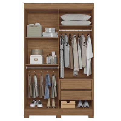 Guarda-Roupa Solteiro Santos Andirá Sarandi com 4 Portas, 2 Gavetas e 4 Prateleiras 130cm de largura Jatobá