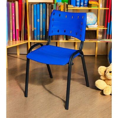 Cadeira Iso Base Preto Igreja, Escola, Escritório - Azul Kit 2 Peças