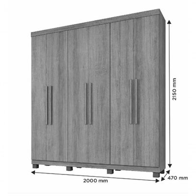 Guarda Roupa Milão 6 Portas 100% Mdf Benetil Móveis - Cinamomo