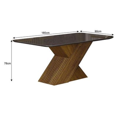 Mesa De Jantar Ilhéus 180x90 Freijó Decor Chumbo – Leifer Móveis