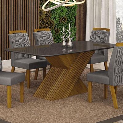 Mesa De Jantar Ilhéus 180x90 Freijó Decor Chumbo – Leifer Móveis