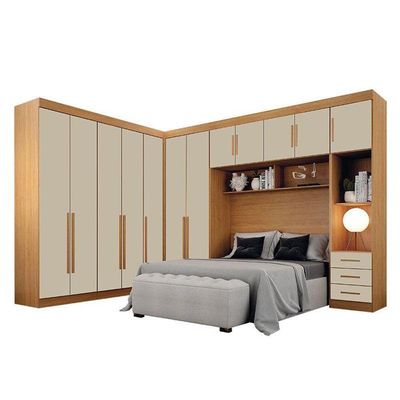 Quarto De Casal Modulado 12 Portas Orion Cinamomo Off White – Leifer Móveis