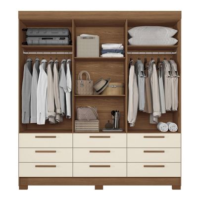 Guarda-Roupa Casal Santos Andirá Colombo com 6 Portas, 9 Gavetas e 4 Prateleiras 194,4cm de largura Jatobá com Areia