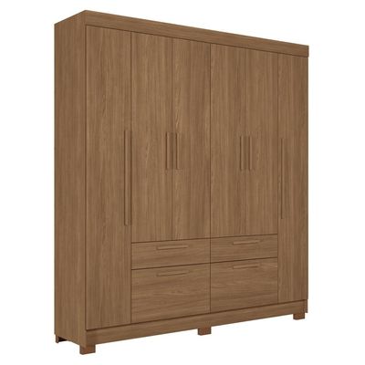 Guarda-Roupa Casal Santos Andirá Guarapuava com 6 Portas, 4 Gavetas e 6 Prateleiras 194,4cm de largura Jatobá