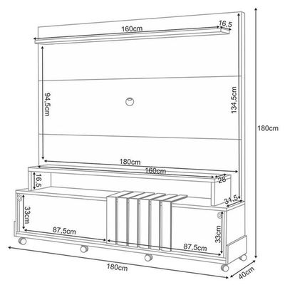 Estante Home Theater Ambiente Bold Cinamomo Off White – Hb Móveis