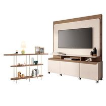 Estante Home Theater Quantum Off White Castanho E Aparador Infinity Castanho – Hb Móveis