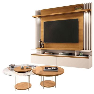 Home Suspenso Cosmo Cinamomo Off White E Kit Mesa De Centro Sky Cinamomo- Hb Móveis