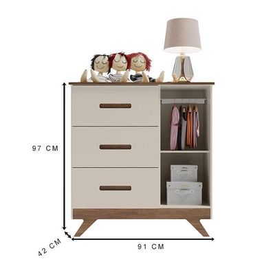 Cômoda Infantil Retro Maya Off White Carvalho – Canaã