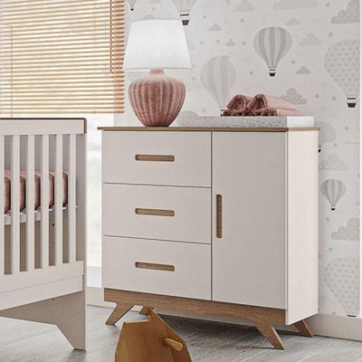 Cômoda Infantil Retro Maya Off White Carvalho – Canaã