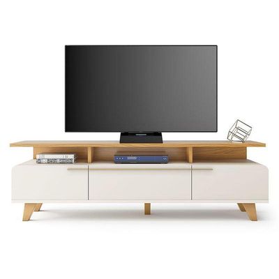 Rack Bancada Essenza E Painel Link 2.0 Com Mesa De Centro Cadenza Off White Cinamomo – Hb Móveis