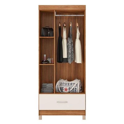 Guarda Roupa Solteiro Ambiente Prince Amêndola Touch Off White – Demóbile