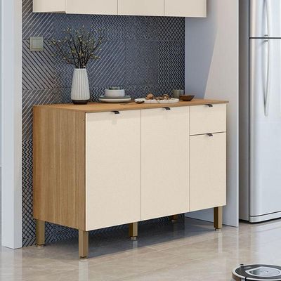 Balcão De Cozinha Vert Plus 3 Portas 1 Gaveta 120 Cm Freijó Soft - Kits Paraná