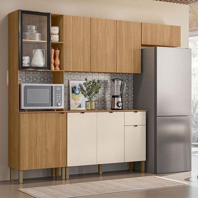 Cozinha Compacta Vert Plus Com Balcão Para Cozinha Freijó Freijó Soft - Kits Paraná