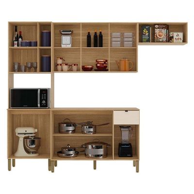 Cozinha Compacta Vert Plus Com Balcão Para Cozinha Freijó Soft - Kits Paraná