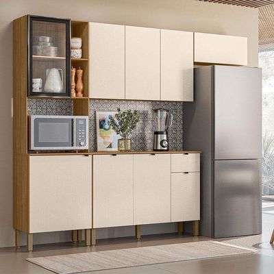 Cozinha Compacta Vert Plus Com Balcão Para Cozinha Freijó Soft - Kits Paraná