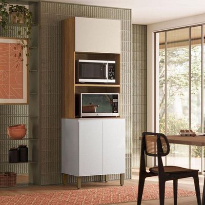 Armário Paneleiro Art 6007 Duplo Forno Freijó ártico Soft - Kits Paraná