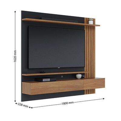 Painel Para Tv Home Suspenso Ambiente Juriti 1.8 Noce Milano Preto Acetinado – Colibri