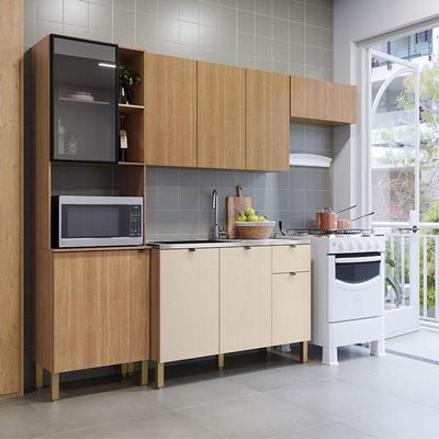 Cozinha Compacta Vert Plus Com Balcão Para Pia Freijó Freijó Soft - Kits Paraná