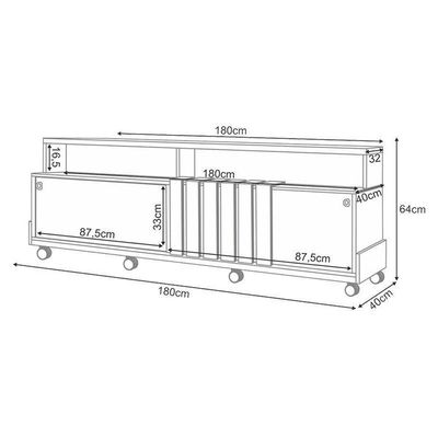 Rack Bancada Graci 1.8 Com Mesa De Centro Sky Castanho Off White – Hb Móveis