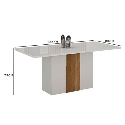 Mesa De Jantar Doha 160x80 Reto Off White Freijó Decor Off – Leifer Móveis