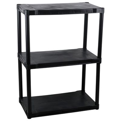 Estante de Plástico São Bernardo Multiuso com 3 Prateleiras Preta 70x38x94cm