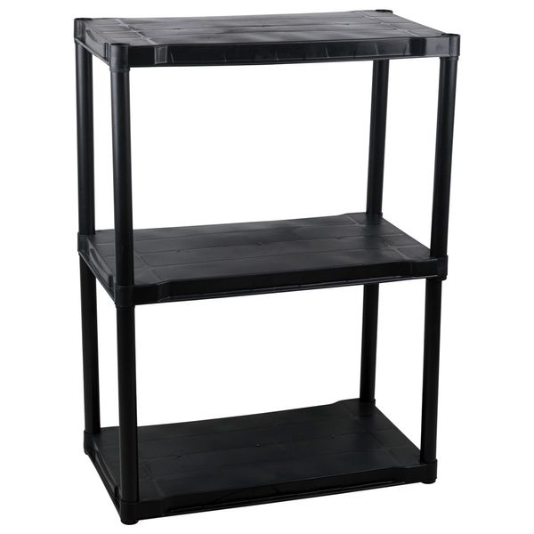 Estante de Plástico São Bernardo Multiuso com 3 Prateleiras Preta 70x38x94cm
