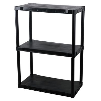 Estante de Plástico São Bernardo Multiuso com 3 Prateleiras Preta 70x38x94cm