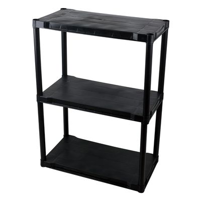 Estante de Plástico São Bernardo Multiuso com 3 Prateleiras Preta 70x38x94cm