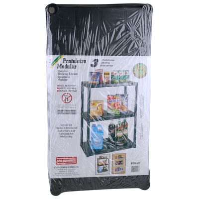 Estante de Plástico São Bernardo Multiuso com 3 Prateleiras Preta 70x38x94cm