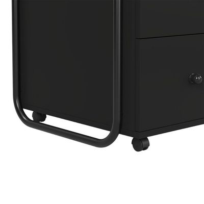 Gaveteiro Cômoda Organizadora Industrial 3 Gavetas Com Rodízio Criare Puxadores De Ferro Preto