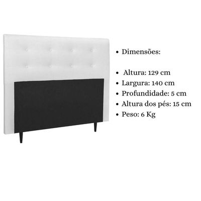 Cabeceira Estofada Cama Casal 140 Cm Helena Corino Branco