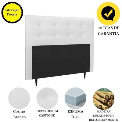 Cabeceira Estofada Cama Casal 140 Cm Helena Corino Branco