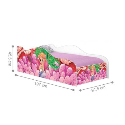 Cama Carro Fun Adesivada Sereia E Corais Solteiro