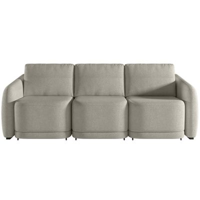 Sofá Cama para Sala de Estar 3 Lugares 306cm Montserrat K01 Bouclê Bege - Lyam Decor