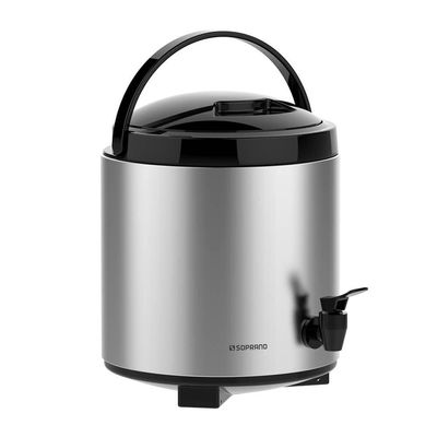 Garrafão Térmico Aço Inox tipo Botijão 6L em Inox com torneira Preto Palace Soprano