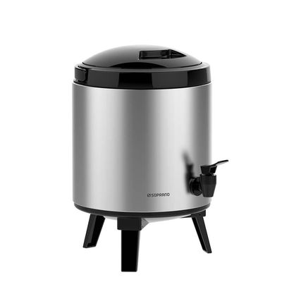 Garrafão Térmico Aço Inox tipo Botijão 6L em Inox com torneira Preto Palace Soprano