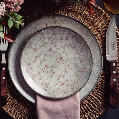 Aparelho de Jantar 20 Peças Tramontina Floralis Porcelana Floral Rosa 4 Pessoas