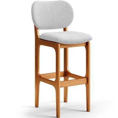 Kit 3 Banquetas Alta Bar Cozinha Sala Jantar Fixa Betta L02 Imbuia Linho Cinza - Lyam Decor