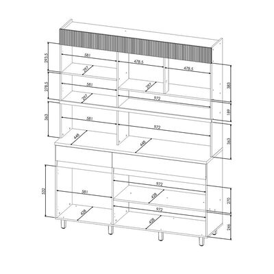 Cozinha Compacta Nesher Realeza com 5 Portas, 2 Gavetas e 2 Prateleiras 160cm de largura Bege