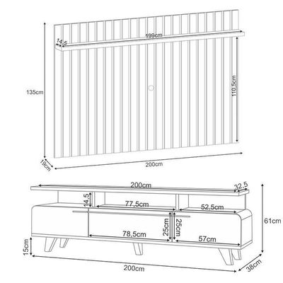 Rack Bancada Essenza E Painel Link 2.0 Com Aparador Infinity Off White Cinamomo – Hb Móveis