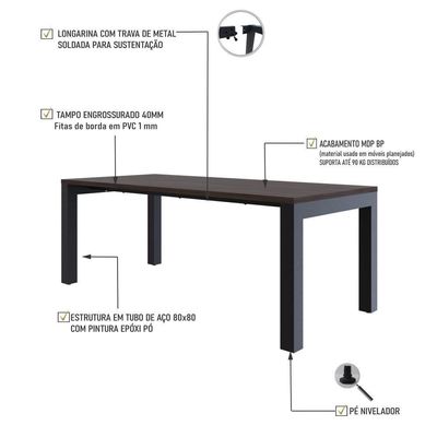 Mesa De Jantar Bronx U 200x90x77cm Brmj9200u Terracota - Est.preta Terracota/est.preta