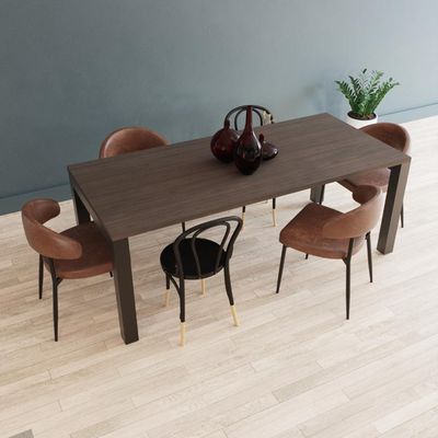 Mesa De Jantar Bronx U 200x90x77cm Brmj9200u Terracota - Est.preta Terracota/est.preta