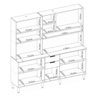 Cozinha Compacta Amora 10 Portas 2 Gavetas Amora Amendola/grafito Prime Tx Demobile Amendola/grafito Prime Tx