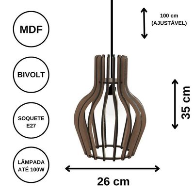 Luminária Teto Tipo Pendente Copan Mdf - Completa Mdf Cru