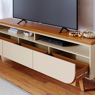 Rack Bancada Selene Para De 75 Polegadas - Madetec Cinamomo Off White