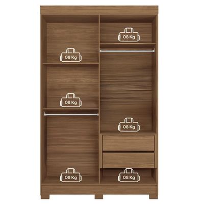Guarda-Roupa Solteiro Santos Andirá Sarandi com 4 Portas, 2 Gavetas e 4 Prateleiras 130cm de largura Jatobá com Grafite