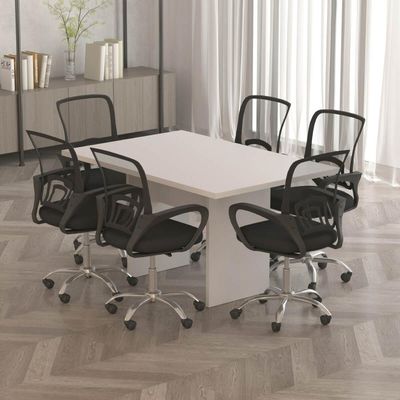 Mesa De Reunião Para Escritório 136x90cm Me4191 Branco