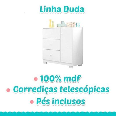 Cômoda Infantil Duda Branco Brilho – Phoenix Baby
