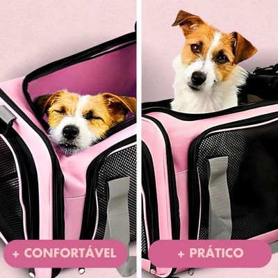 Bolsa De Viagem Rosa Para Pet Alças Ajustáveis