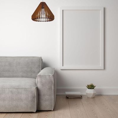 Luminária Teto Tipo Pendente Cone Mdf - Completa Cor: Mdf Cru